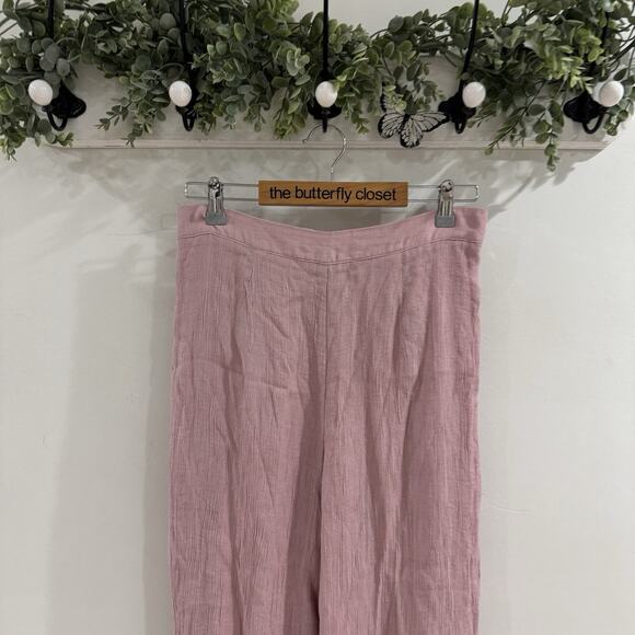 Petal And Pup Light Pink Flowy Straight Leg Lined Zipped High Rise Pants Size 10 - Picture 4 of 5